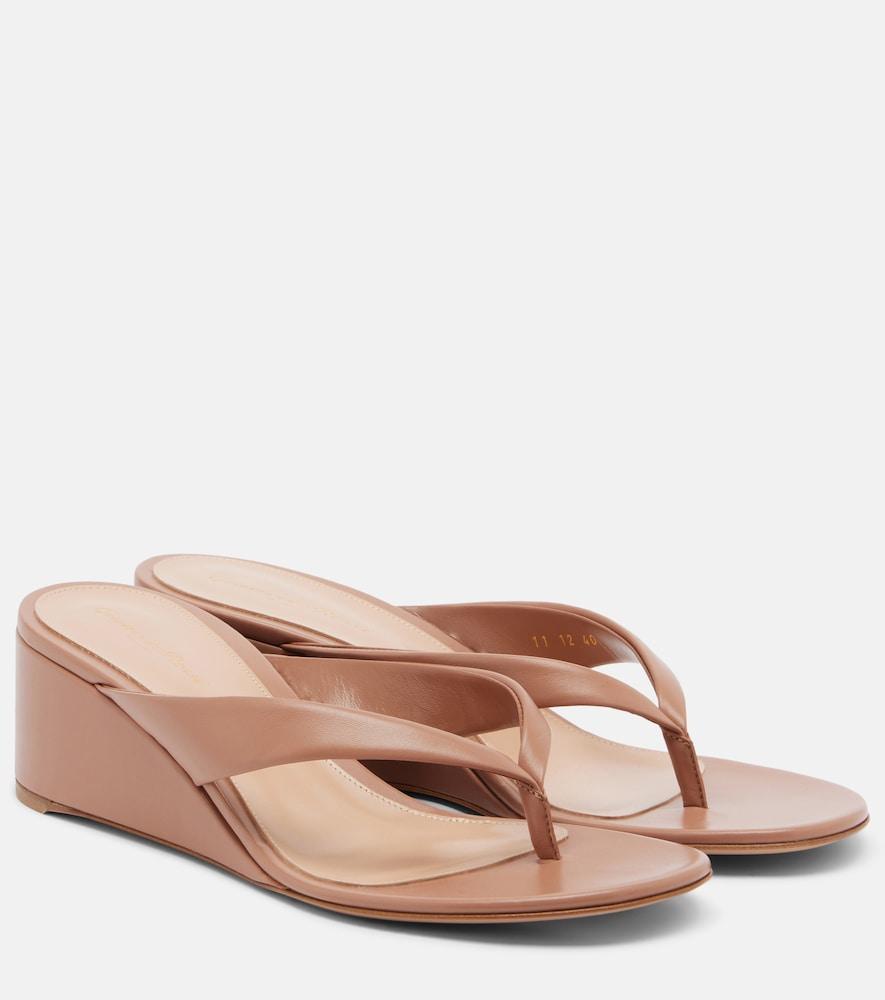 gianvito rossi leather wedge thong sandals