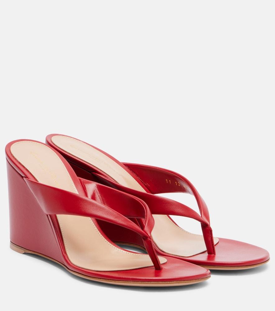 gianvito rossi leather wedge thong sandals