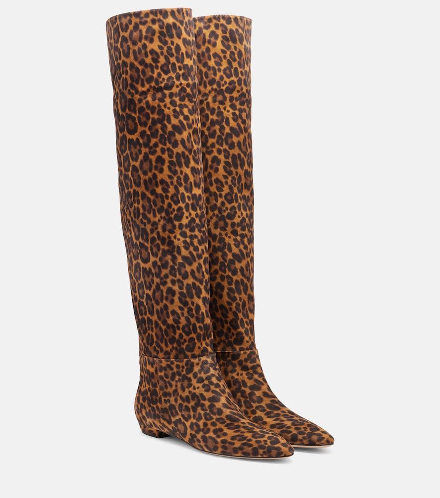 gianvito rossi leopard-print suede knee-high boots