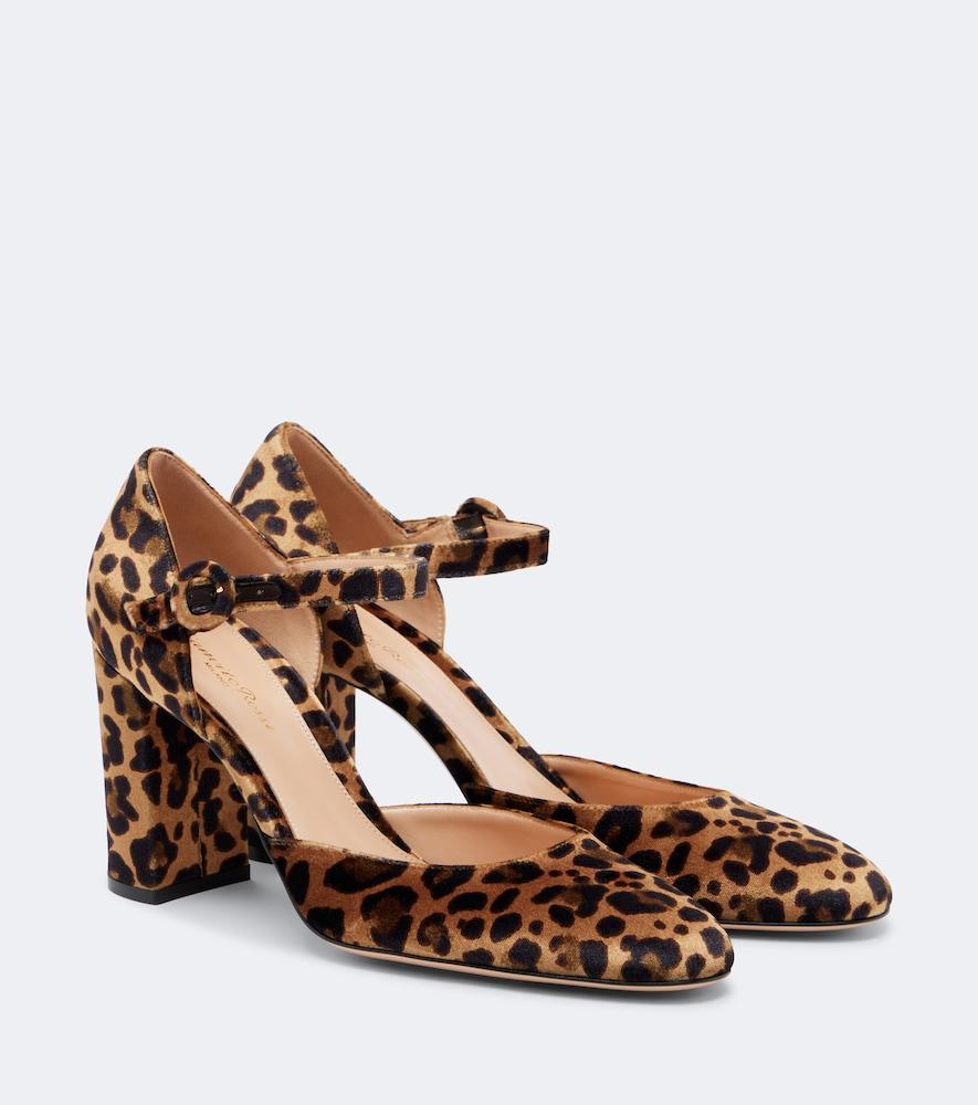 gianvito rossi leopard-print velvet pumps