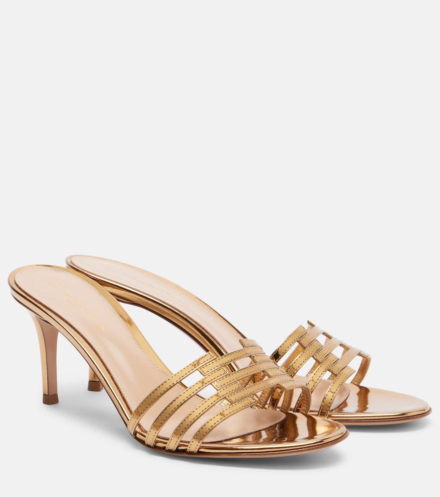 gianvito rossi metallic leather mules