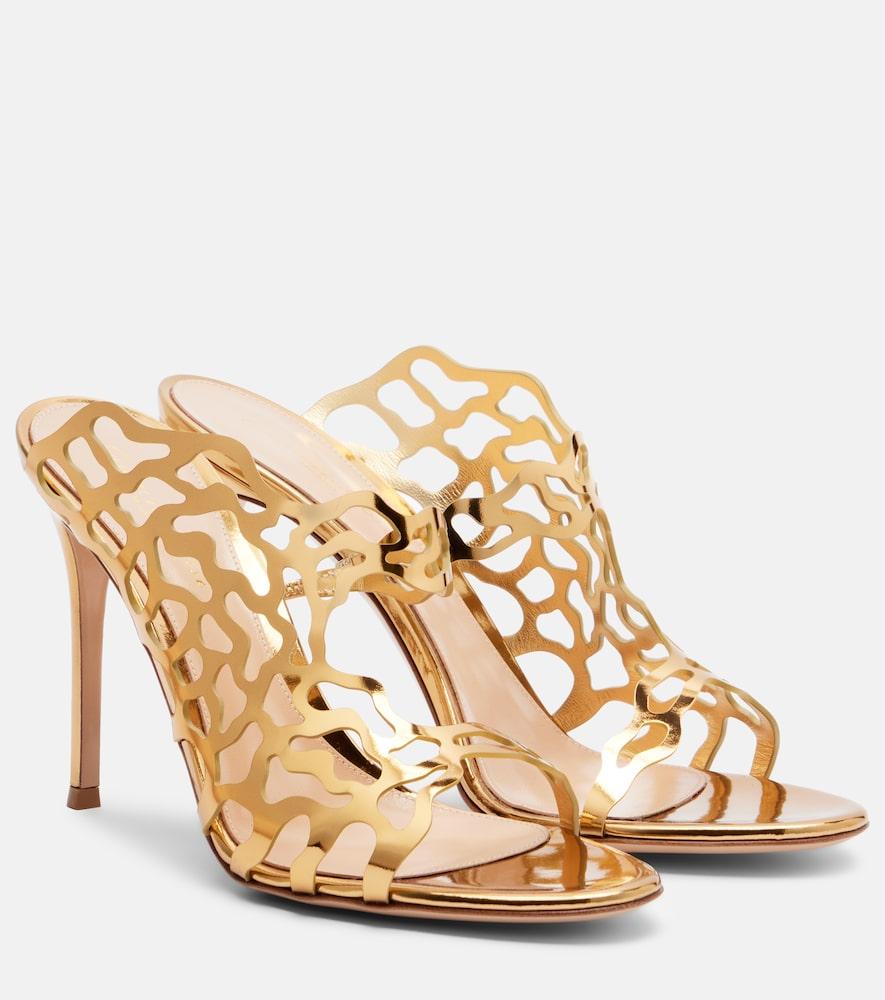 gianvito rossi metallic leather mules