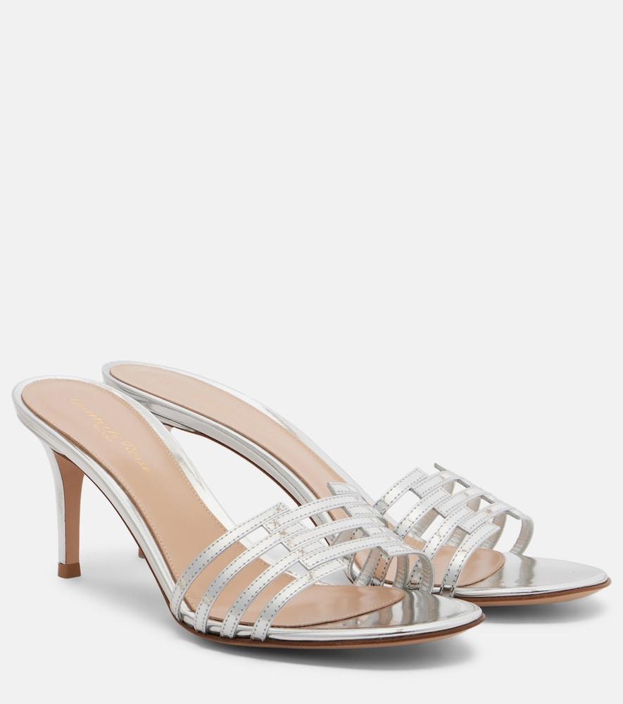 gianvito rossi metallic leather mules