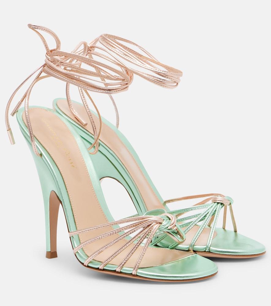 gianvito rossi metallic leather slingback sandals