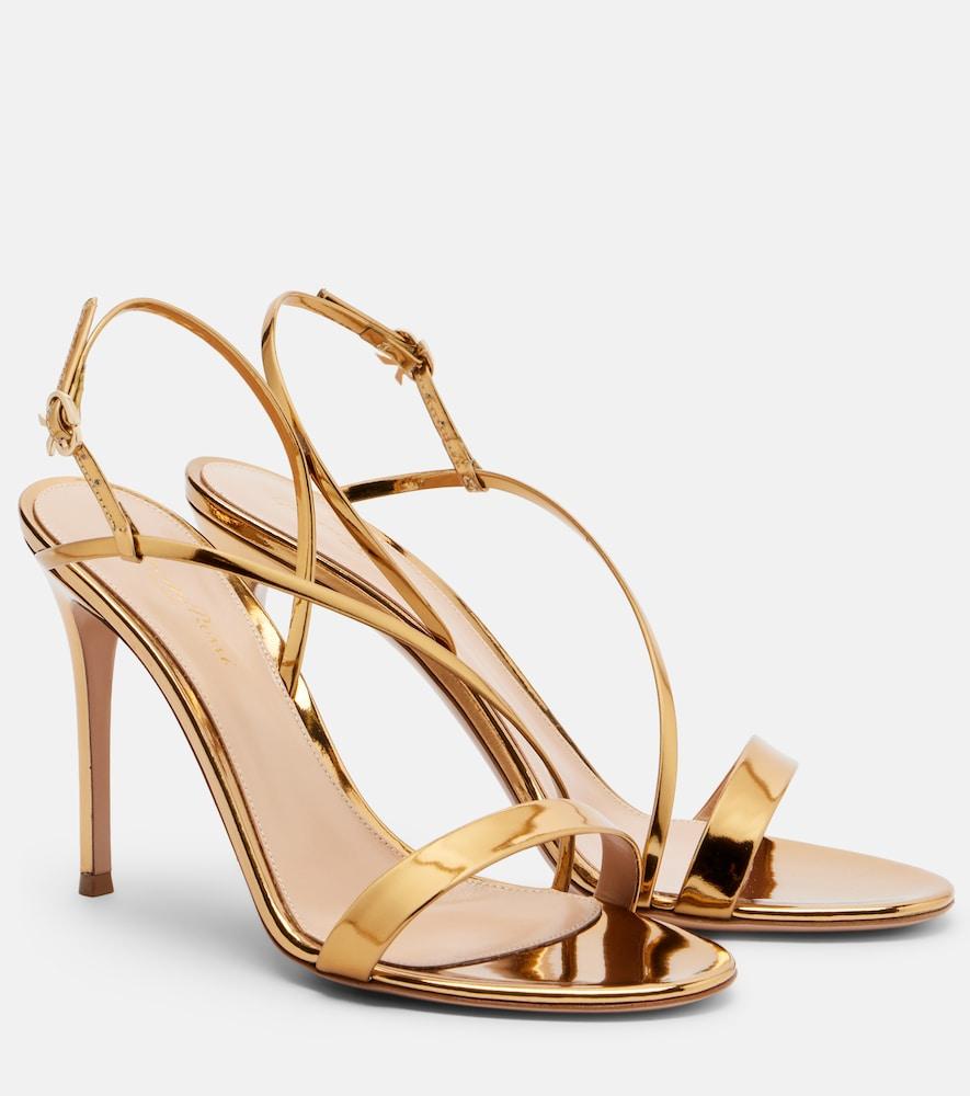 gianvito rossi metallic leather slingback sandals