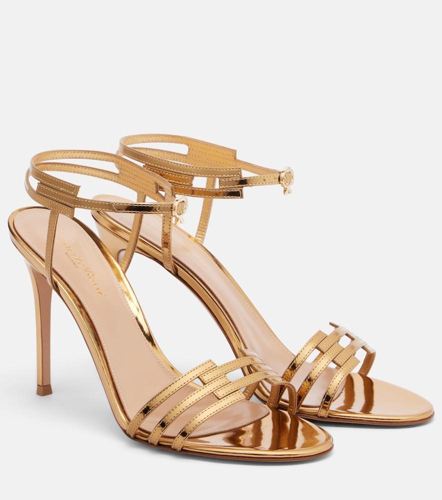 gianvito rossi metallic leather slingback sandals