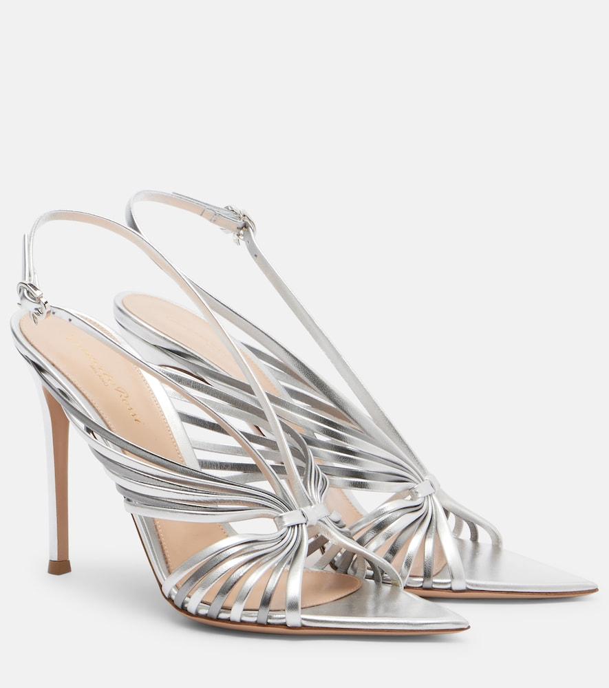 gianvito rossi metallic leather slingback sandals