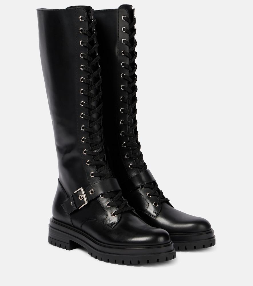 gianvito rossi miles lace-up leather knee-high boots