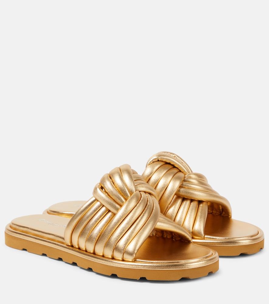gianvito rossi ottavia metallic leather slides
