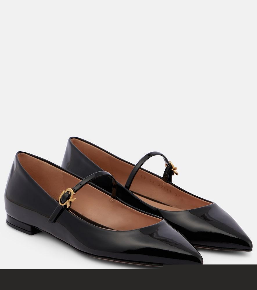gianvito rossi ribbon jane patent leather mary jane flats
