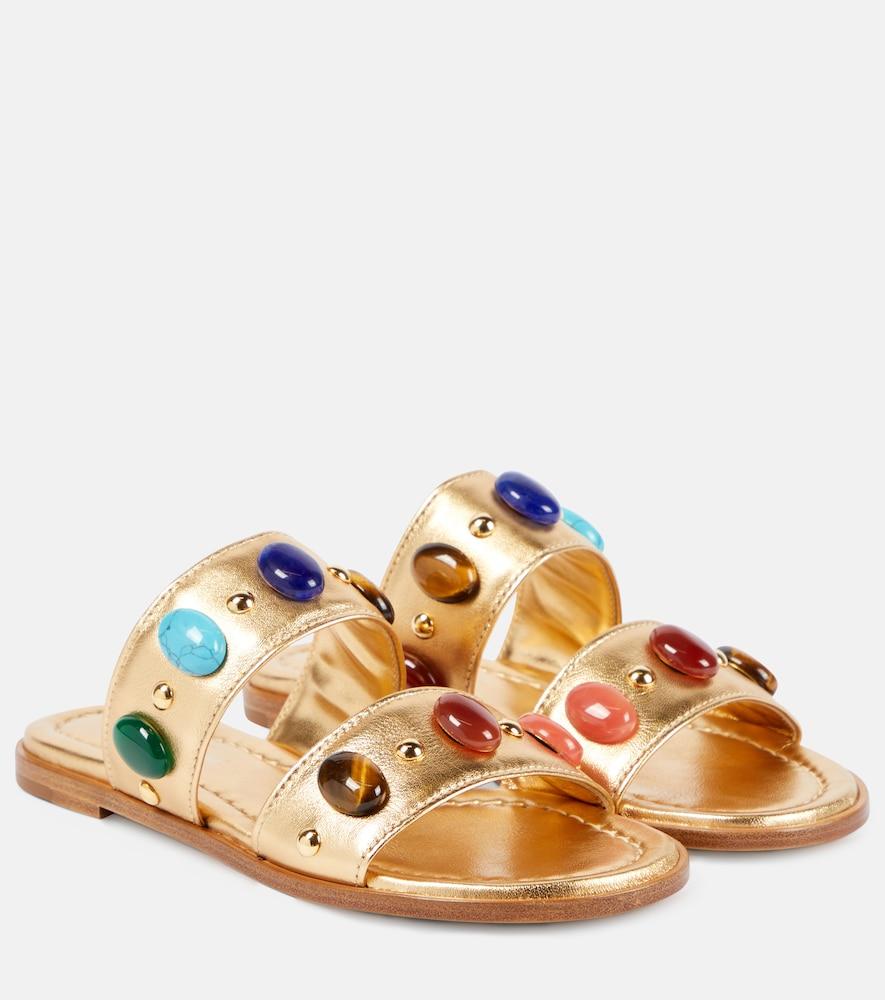 gianvito rossi shanti embellished metallic leather sandals