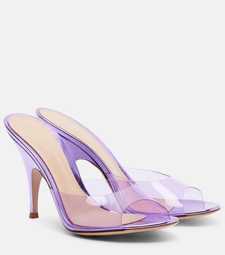 gianvito rossi sofia leather-trimmed pvc mules