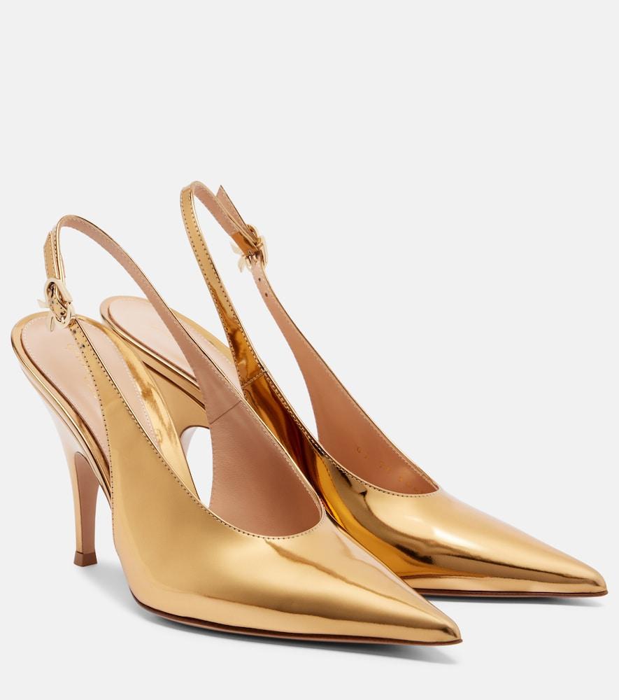 gianvito rossi sofia metallic leather slingback pumps