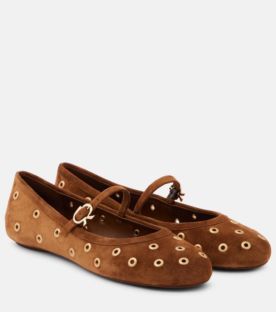 gianvito rossi studded suede mary jane flats