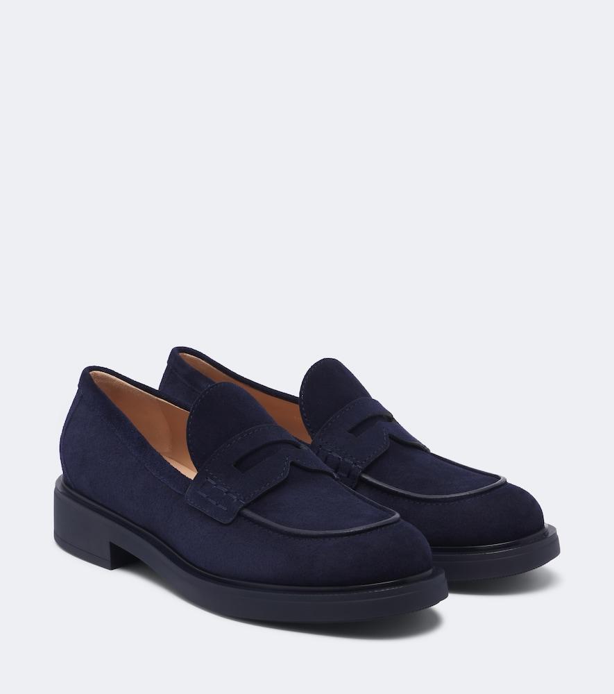 gianvito rossi suede penny loafers