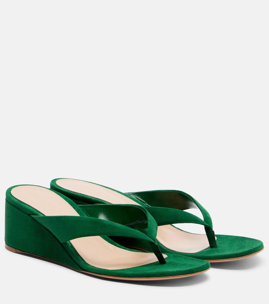 gianvito rossi suede wedge thong sandals