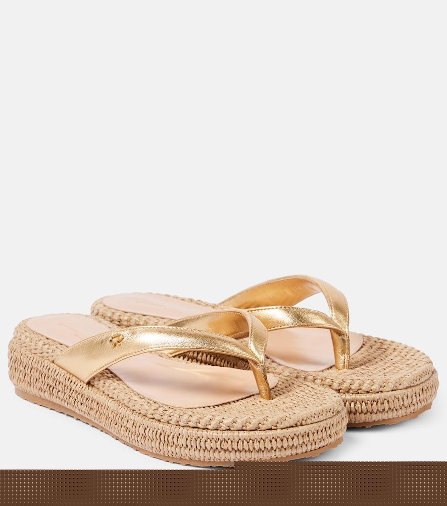gianvito rossi tahiti woven metallic leather thong sandals