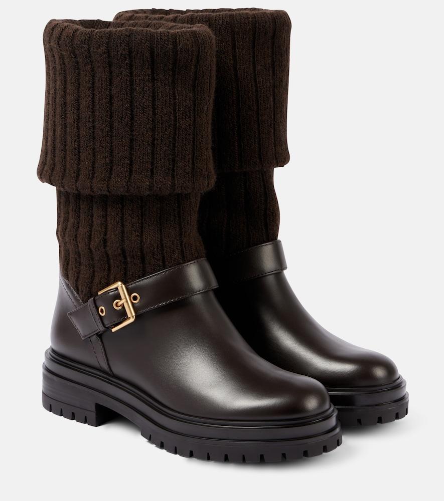 gianvito rossi thurso leather-trimmed biker boots