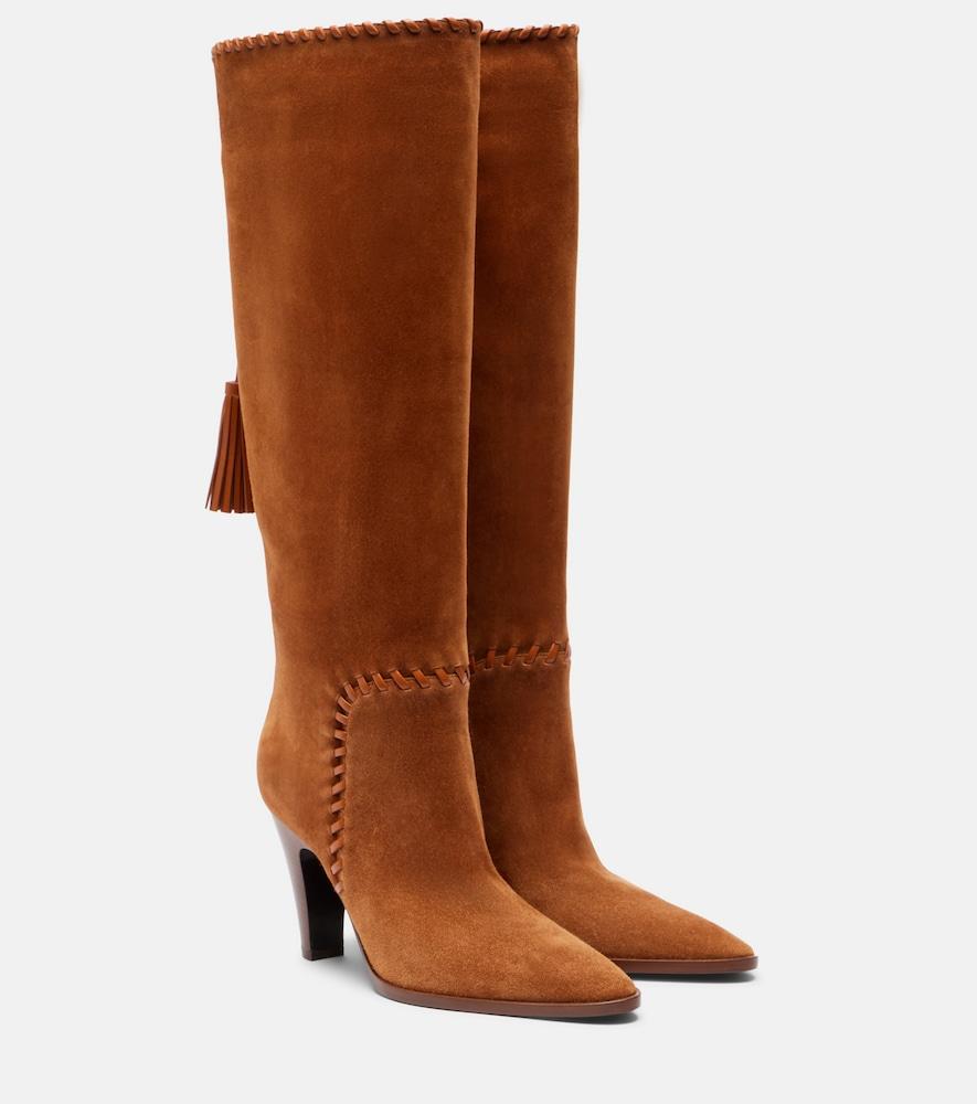gianvito rossi zaira leather-trimmed suede knee-high boots