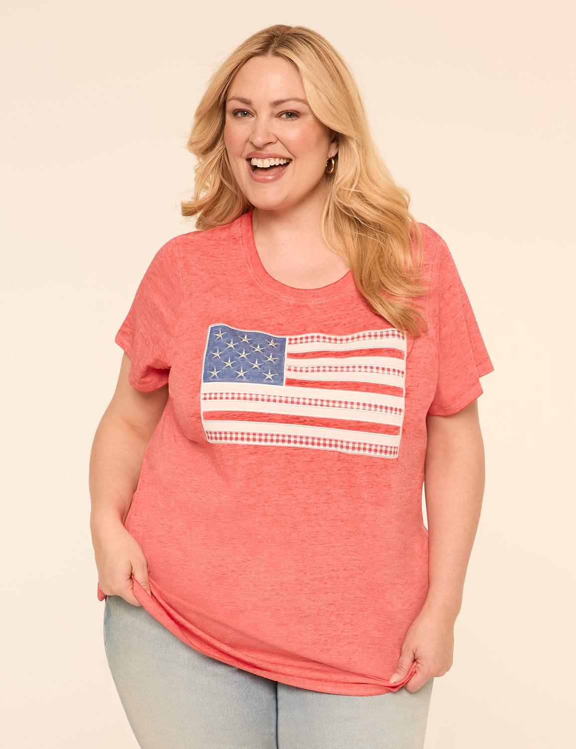 gingham american flag graphic tee