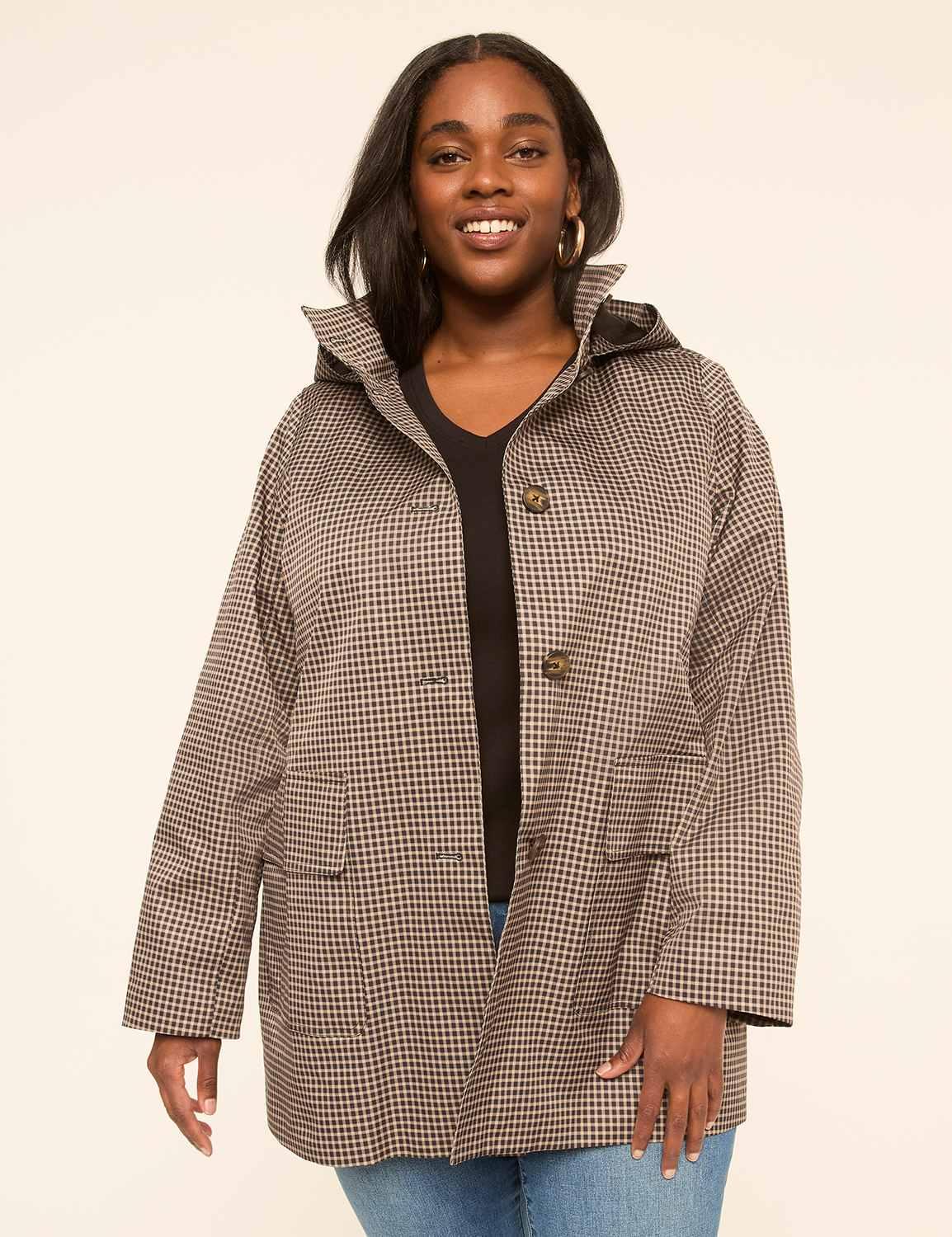 gingham hooded jacket