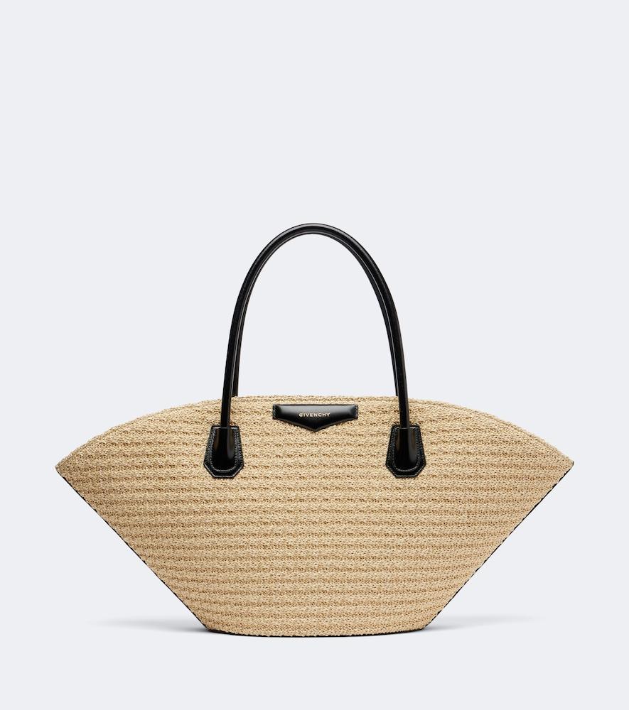 givenchy antigona small raffia-effect basket bag