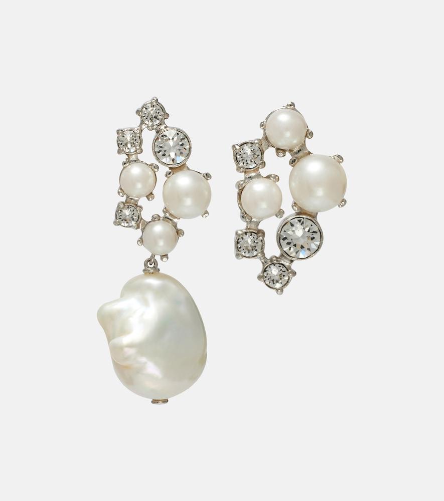 givenchy crystal pearl asymmetric earrings