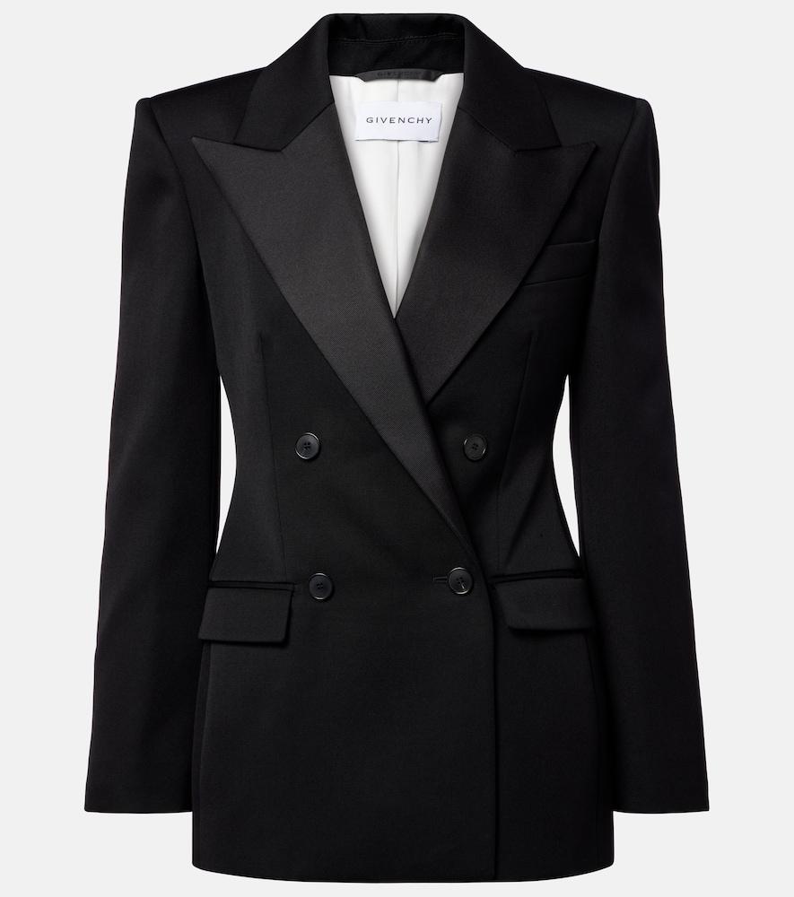 givenchy double-breasted satin-trimmed wool blazer