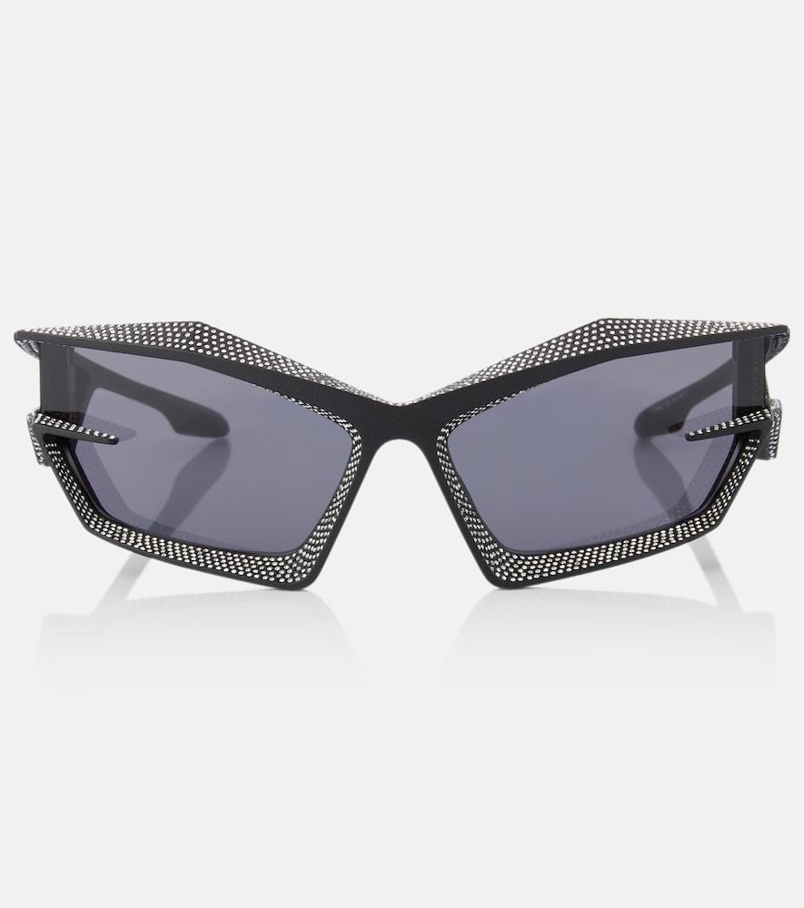 givenchy giv cut crystal-embellished shield sunglasses