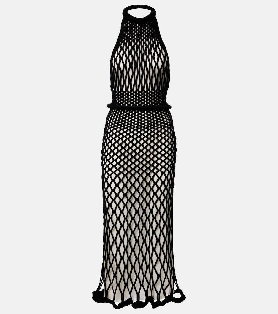 givenchy halterneck open-back mesh midi dress