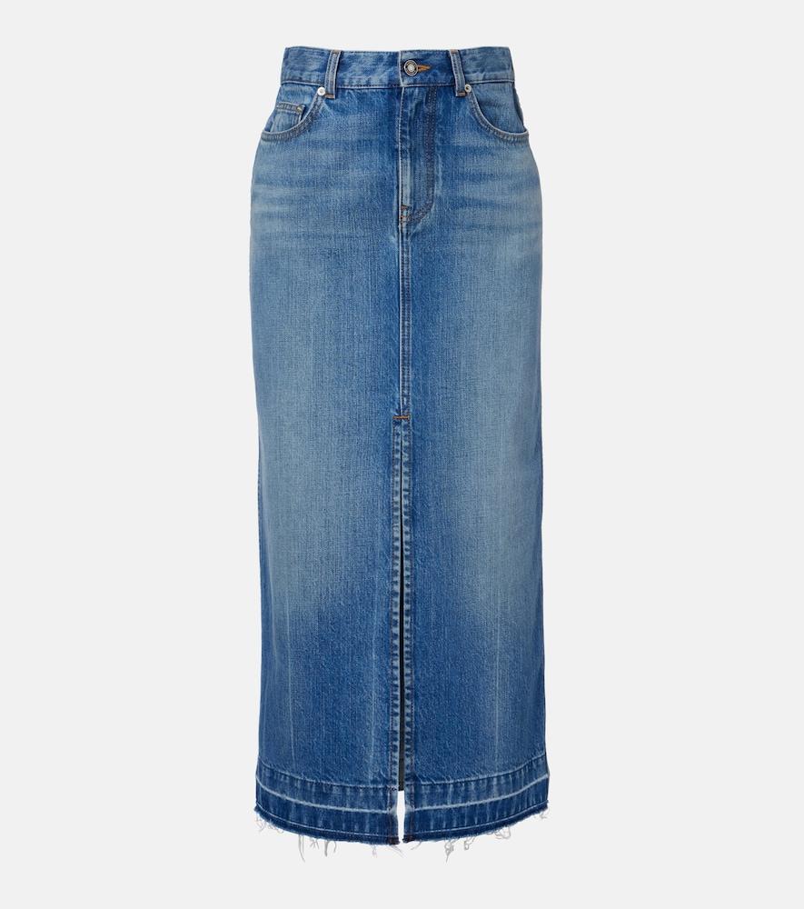 givenchy high-rise denim midi skirt
