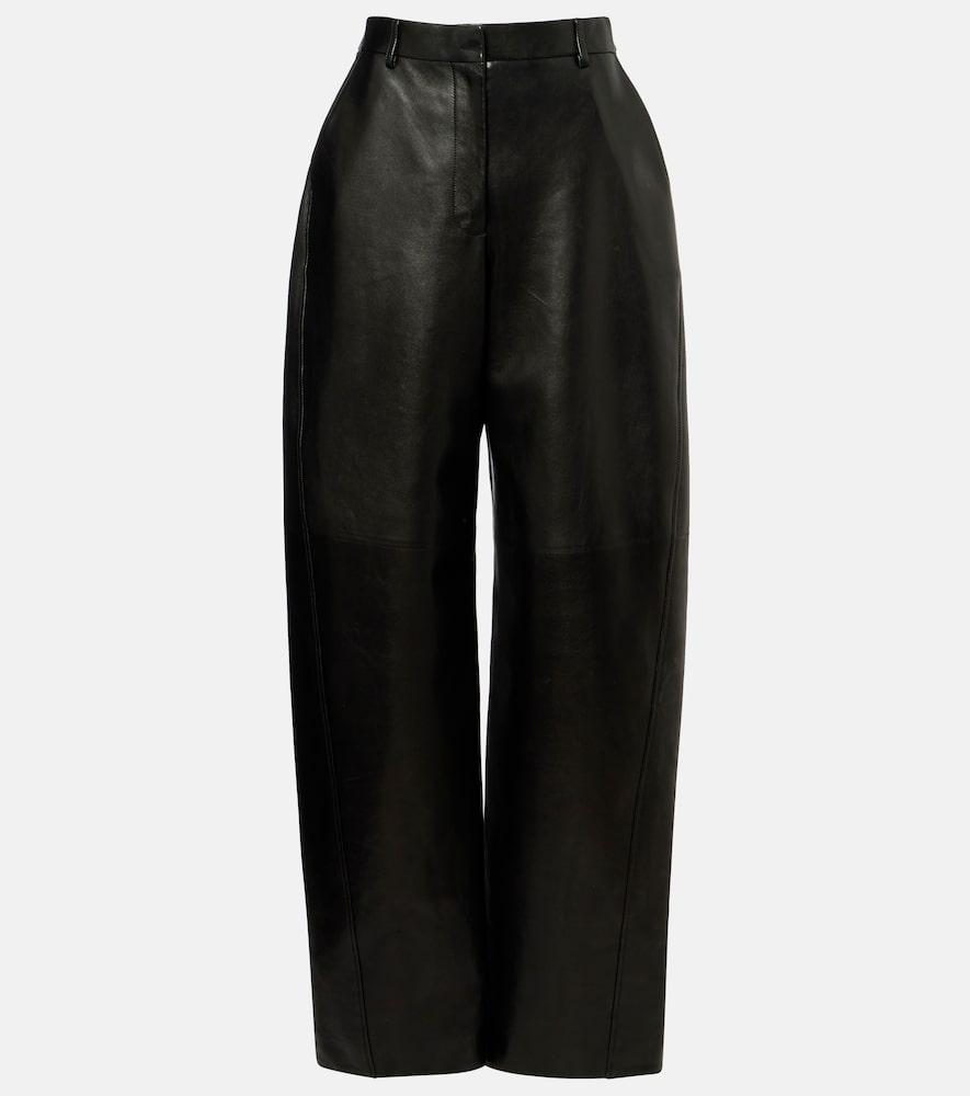 givenchy high-rise leather barrel-leg pants