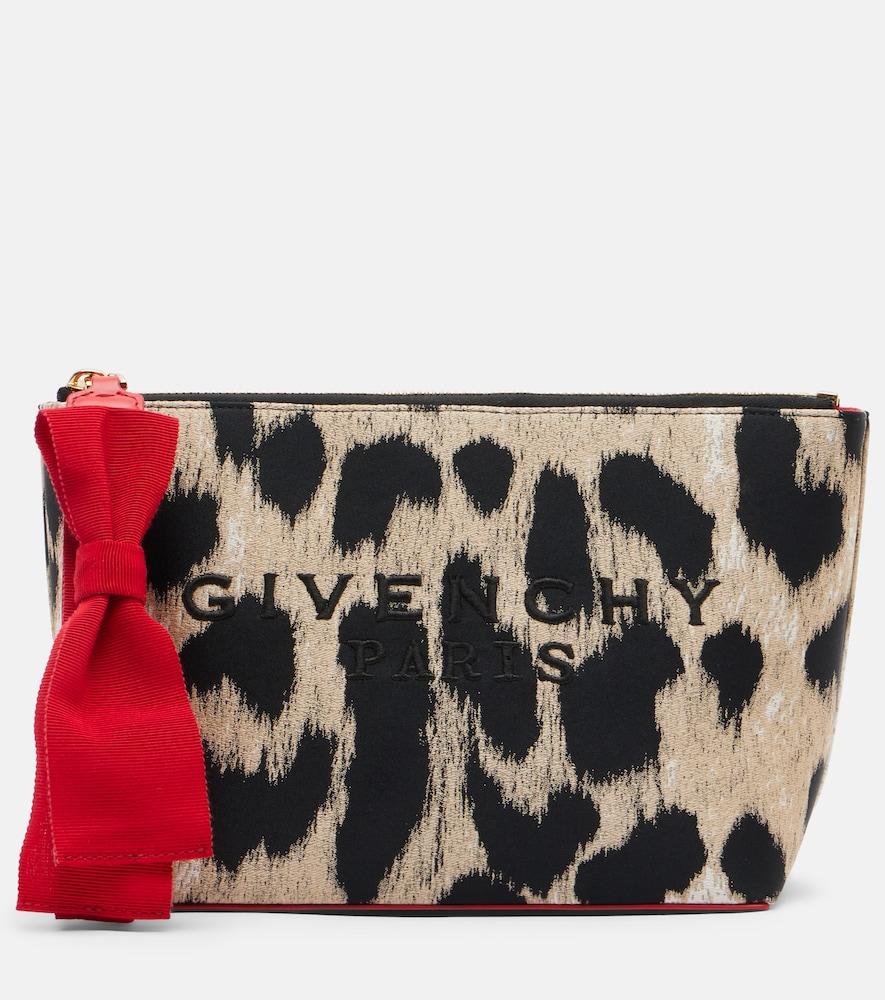 givenchy logo leopard-print pouch