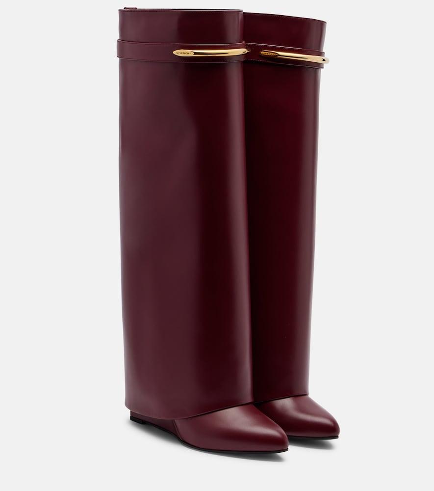 givenchy shark 95 leather knee-high boots
