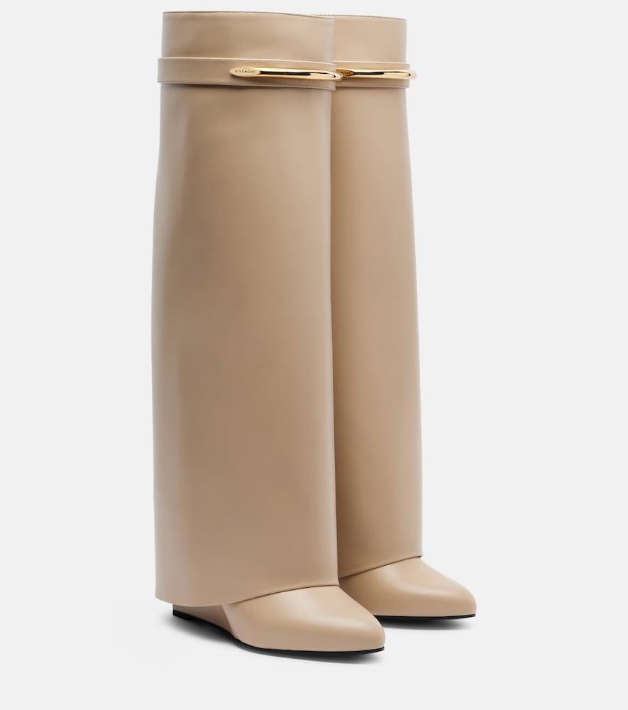 givenchy shark 95 leather knee-high boots