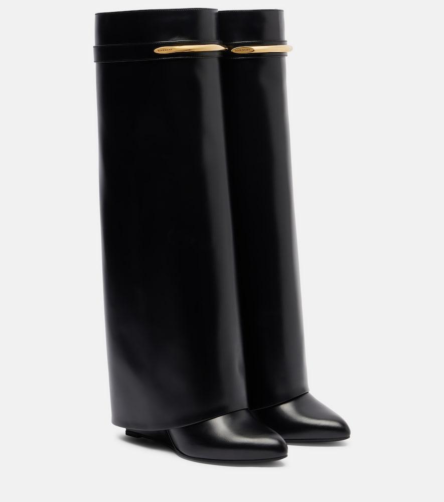 givenchy shark 95 leather knee-high boots
