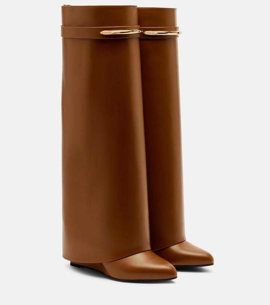 givenchy shark 95 leather knee-high boots