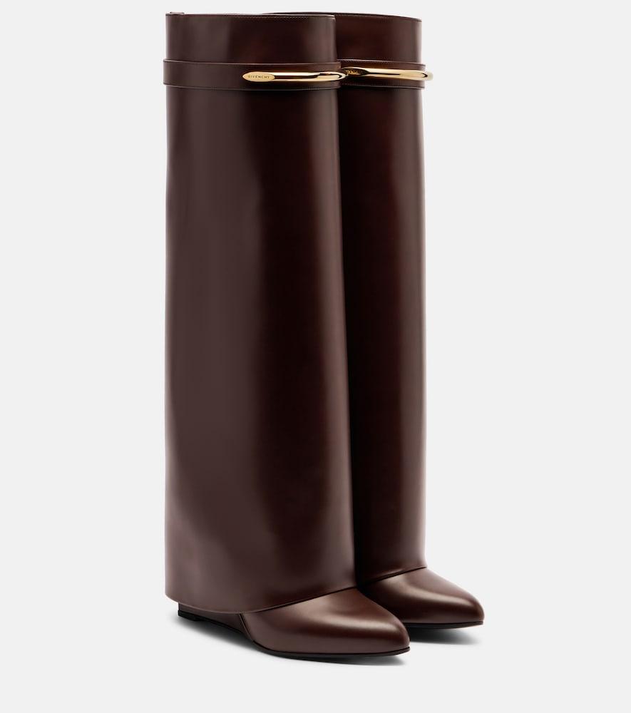 givenchy shark 95 leather knee-high boots