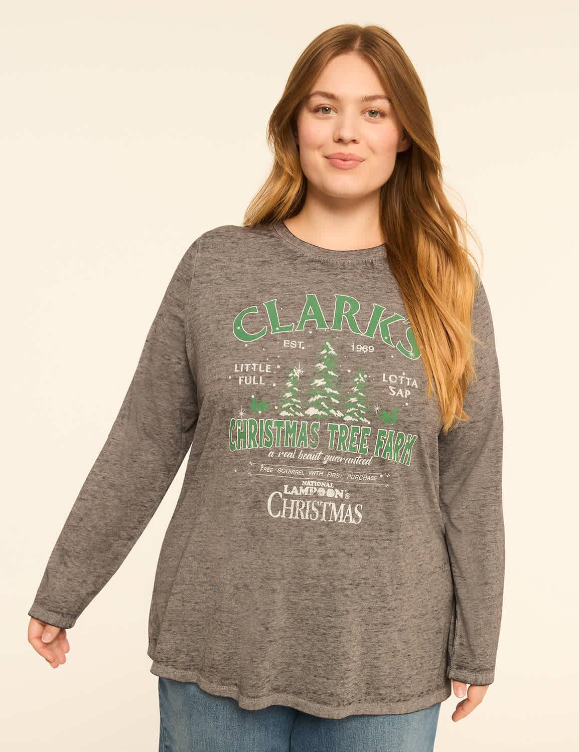 glitter clark's christmas tree farm graphic tee