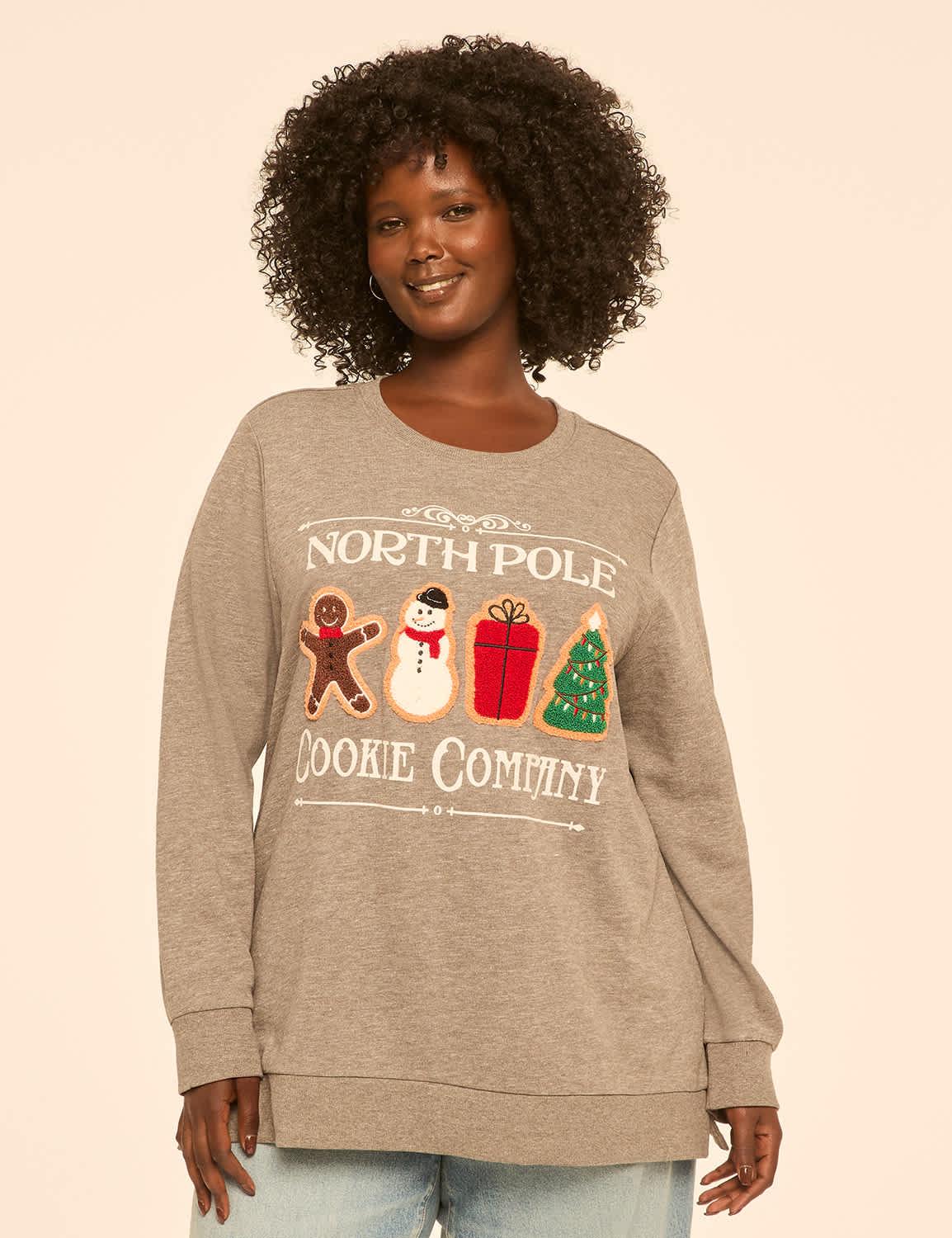 glitter north pole cookie company graphic sweatshirt