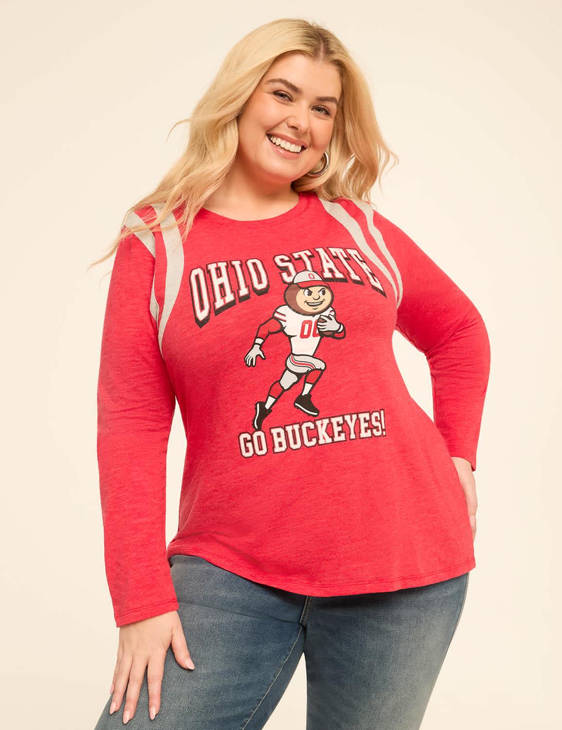 glitter ohio state buckeyes long-sleeve graphic tee
