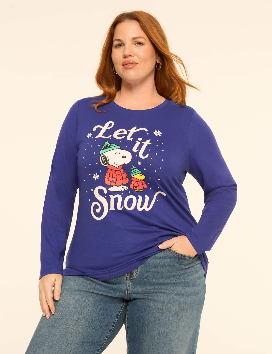 glitter snoopy let it snow graphic tee