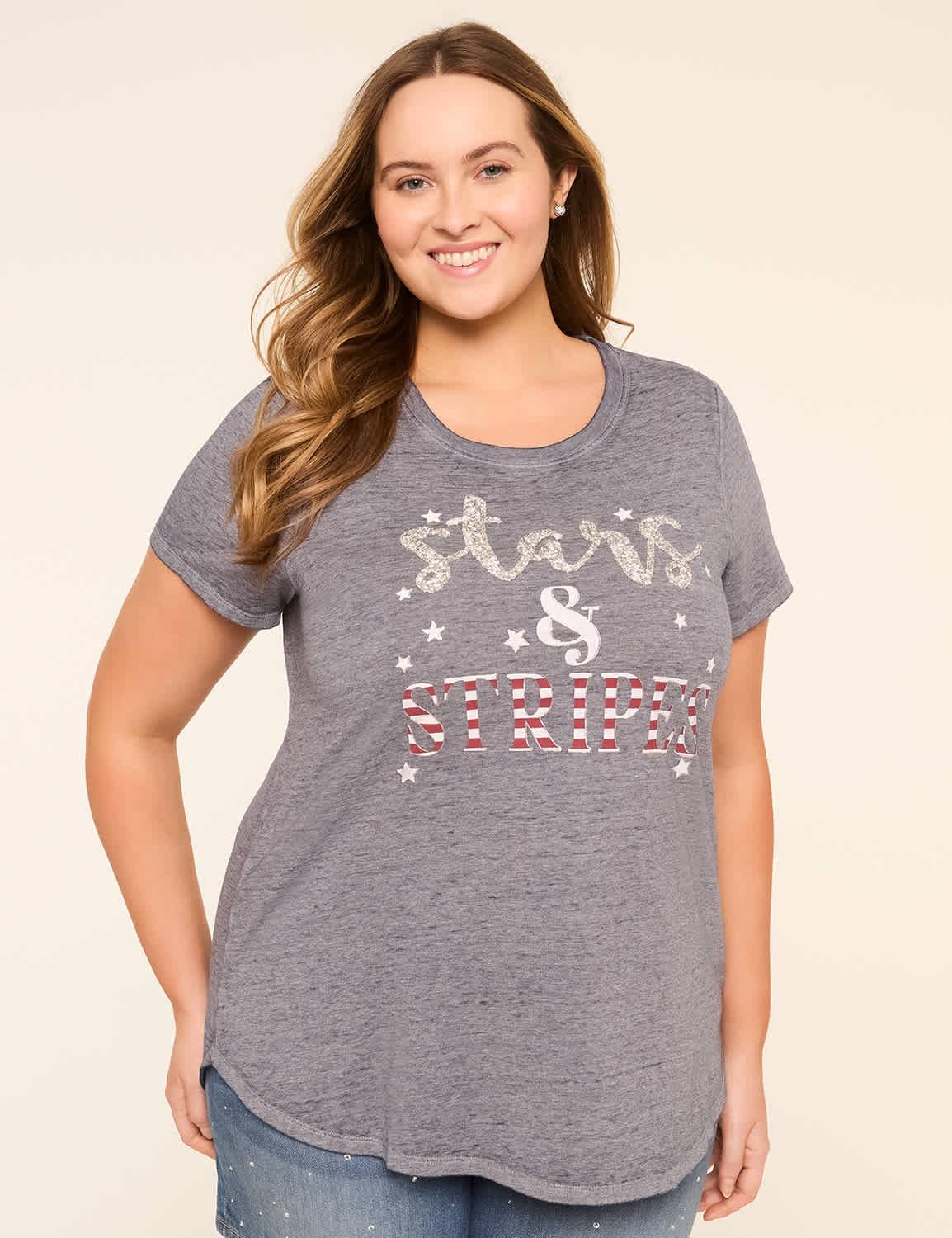 glitter stars & stripes graphic tee