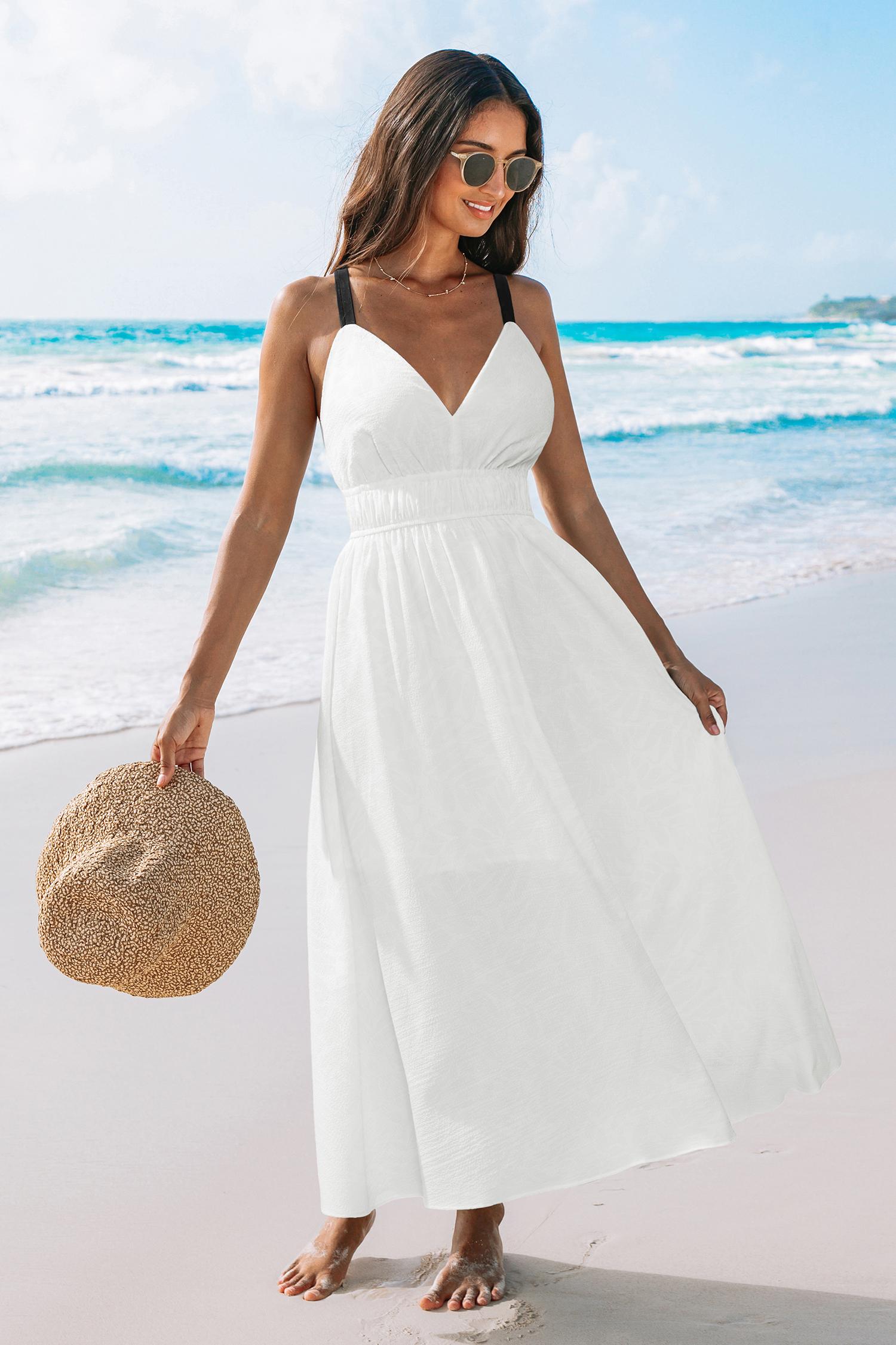 glow figure white maxi dress - l