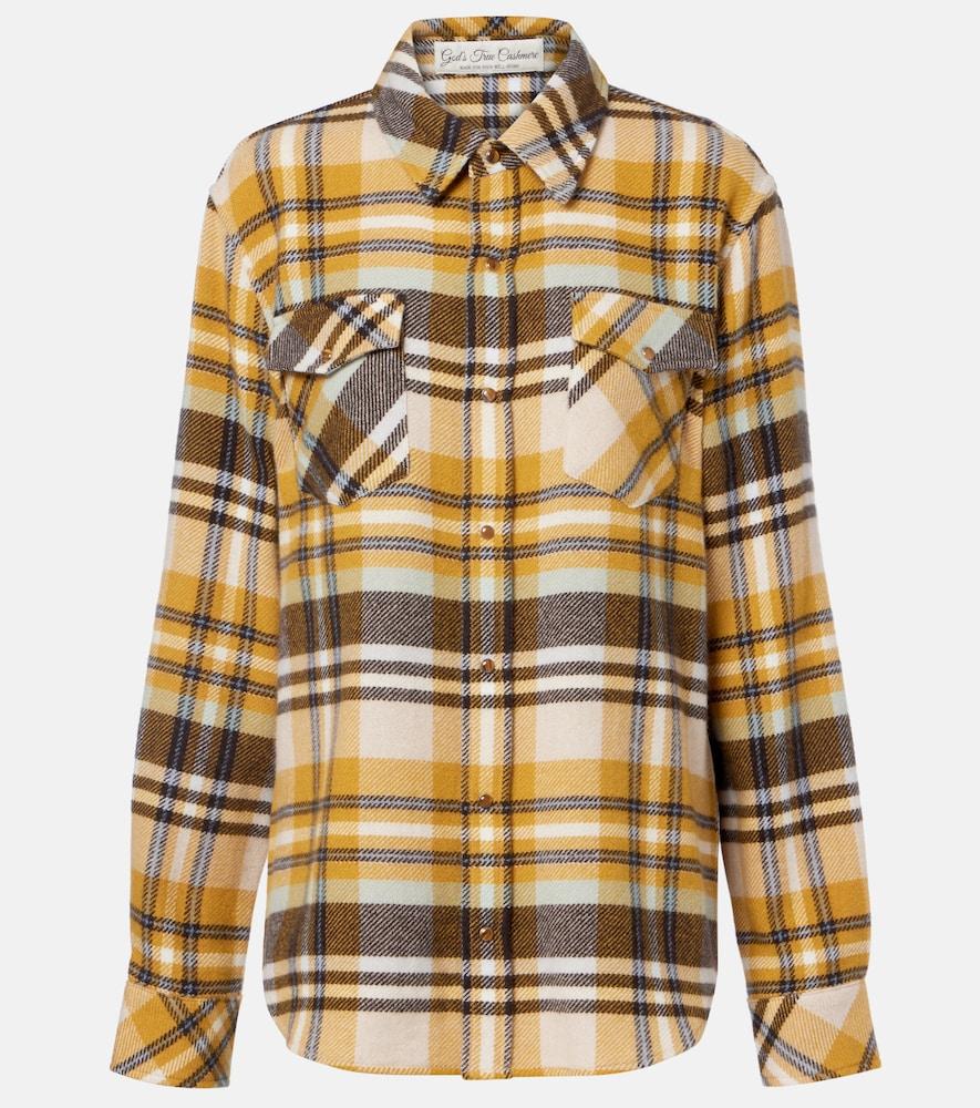 god's true cashmere abundance tartan cashmere shirt with tiger's eye