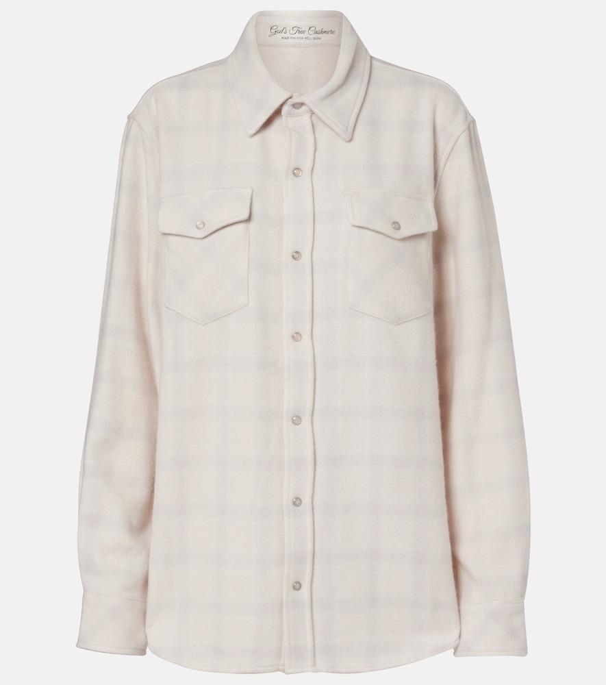 god's true cashmere clarity plaid cashmere shirt with quartz