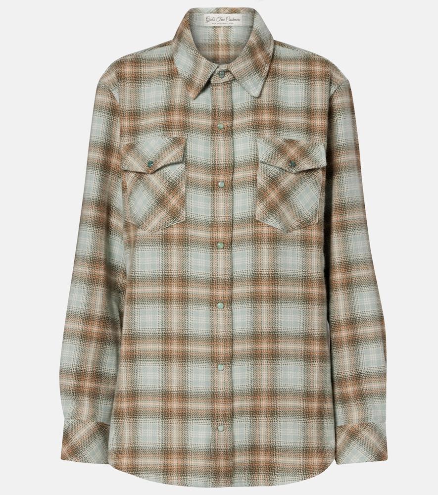 god's true cashmere joy tartan cashmere shirt with emerald