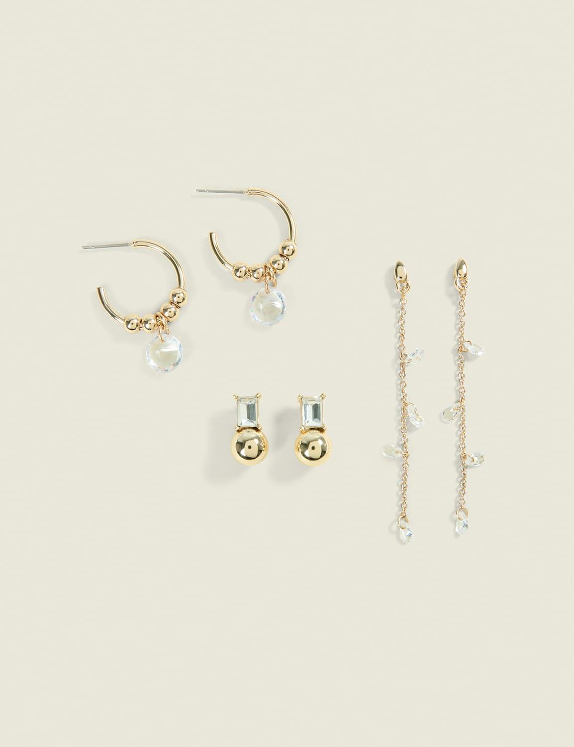 gold dainty earring 3 pack