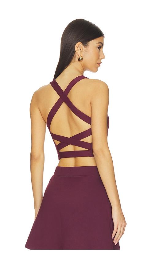 gold hinge criss cross back tank top in burgundy. - size l (also in xs, m, xl)