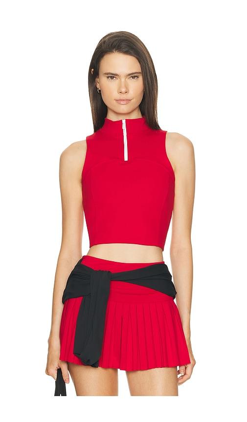 gold hinge day to night quarter zip top in red. - size m (also in xs, xl)